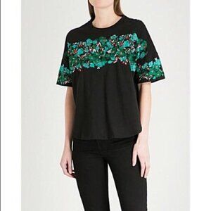 Maje Paris Top Womens Small Black Cropped Embroidered Broderie Boxy Boho Retro